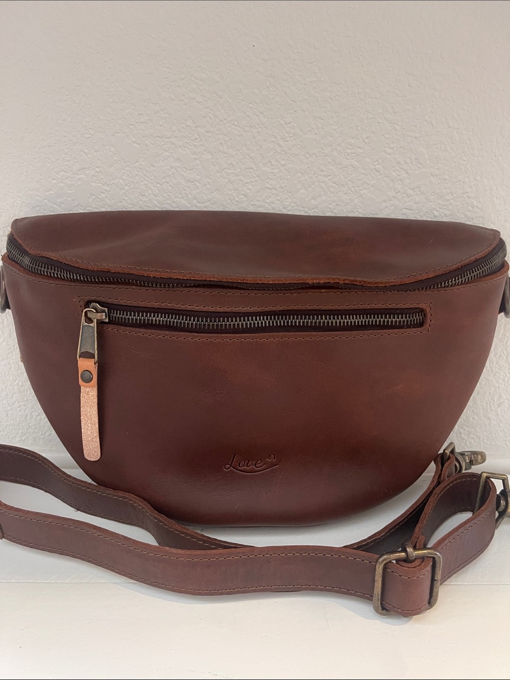 Love 41 Tumbled Fanny Bag in Chestnut NEW